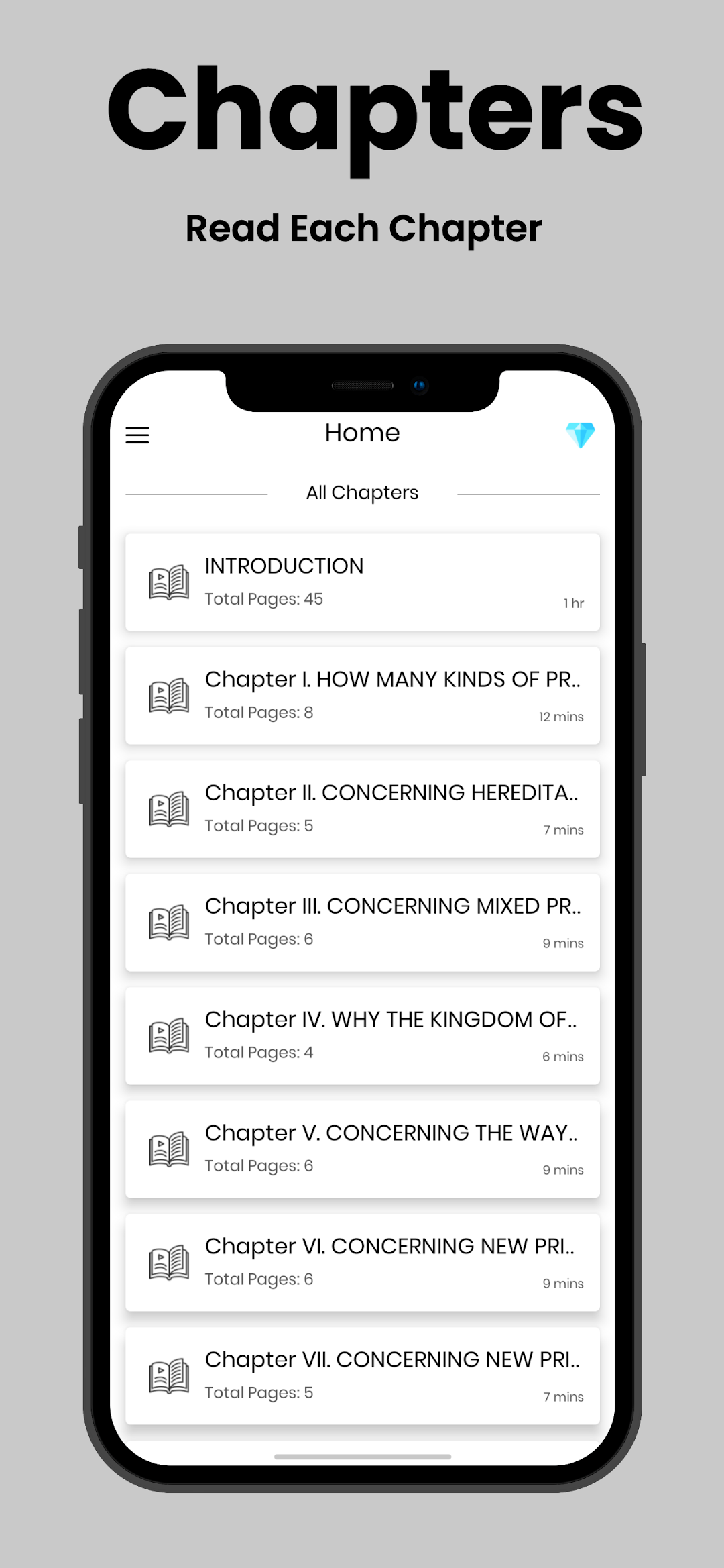 Chapter list starting with the introduction and Chapter I, How Many Kinds of Principalities There Are